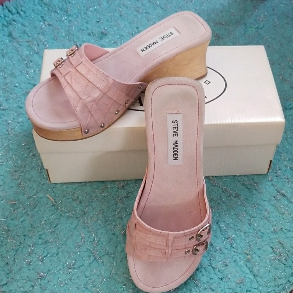 Wedges Sandals Pink Croc Steve Madden